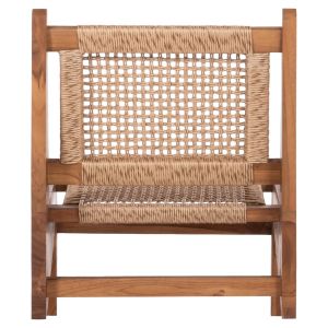 Chair Lukilla Hm9913 teak in natural color - synthetic rope in beige 55.5x74x65cm.