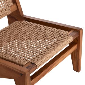 Chair Lukilla Hm9913 teak in natural color - synthetic rope in beige 55.5x74x65cm.