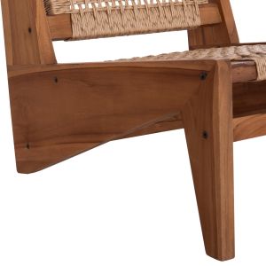 Chair Lukilla Hm9913 teak in natural color - synthetic rope in beige 55.5x74x65cm.