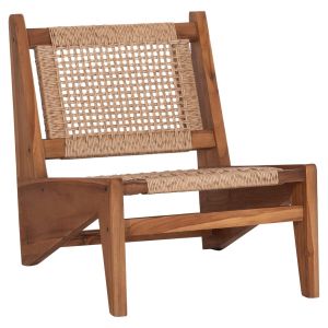 Chair Lukilla Hm9913 teak in natural color - synthetic rope in beige 55.5x74x65cm.