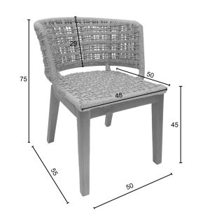 Milou chair, teak wood and synthetic rope in natural shade, 59x65x73cm