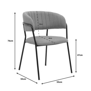 Morel chair gray damask-black metal leg 55x55x76cm