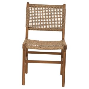 Стол Nesha Hm9386,11 от тиково дърво с ратанов гръб 46x57x86hcm