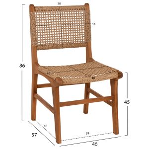 Стол Nesha Hm9386,11 от тиково дърво с ратанов гръб 46x57x86hcm
