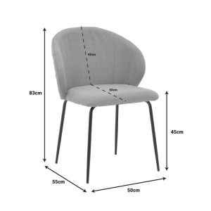 Olympian chair gray-beige fabric-black metal leg 50x55x83cm