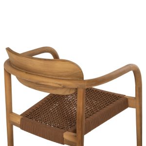 Стол Oslo Hm9636,01 от тиково дърво с кафеви въжета 55x54x80hcm