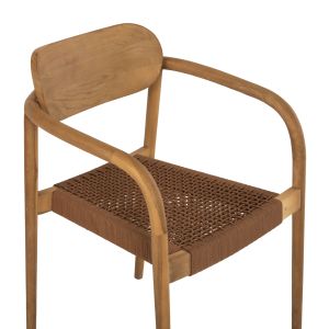 Стол Oslo Hm9636,01 от тиково дърво с кафеви въжета 55x54x80hcm