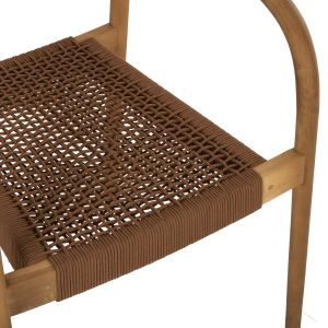 Стол Oslo Hm9636,01 от тиково дърво с кафеви въжета 55x54x80hcm