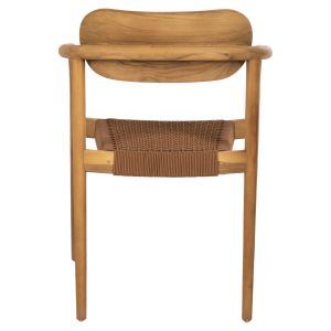 Стол Oslo Hm9636,01 от тиково дърво с кафеви въжета 55x54x80hcm
