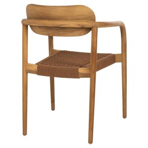 Стол Oslo Hm9636,01 от тиково дърво с кафеви въжета 55x54x80hcm