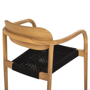 Стол Oslo Hm9636,02 от тиково дърво с черни въжета 55x54x80hcm