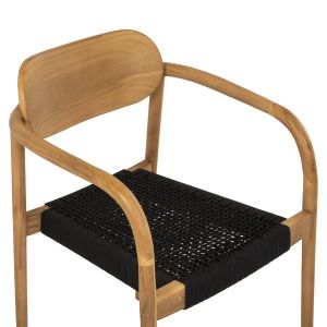 Стол Oslo Hm9636,02 от тиково дърво с черни въжета 55x54x80hcm