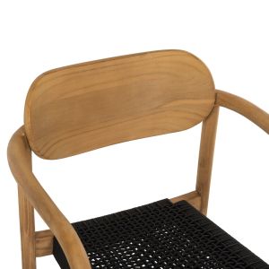 Стол Oslo Hm9636,02 от тиково дърво с черни въжета 55x54x80hcm
