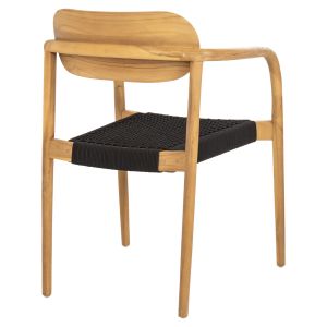 Стол Oslo Hm9636,02 от тиково дърво с черни въжета 55x54x80hcm