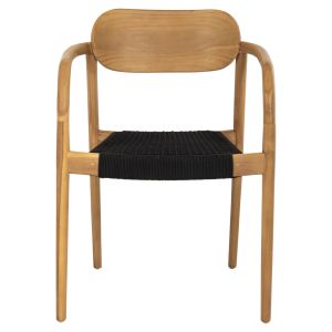 Стол Oslo Hm9636,02 от тиково дърво с черни въжета 55x54x80hcm
