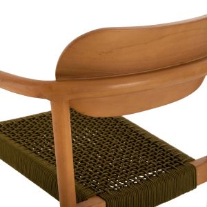 Стол Oslo Hm9636,05 от тиково дърво със зелени въжета 55x54x80hcm
