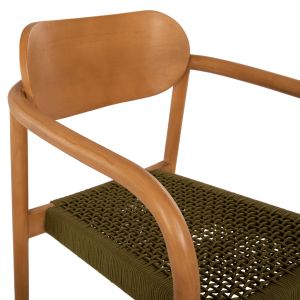 Стол Oslo Hm9636,05 от тиково дърво със зелени въжета 55x54x80hcm