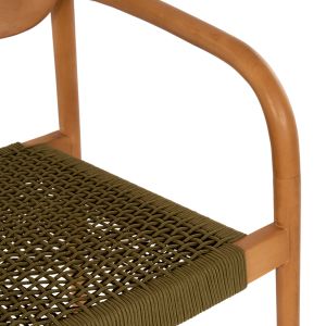 Стол Oslo Hm9636,05 от тиково дърво със зелени въжета 55x54x80hcm