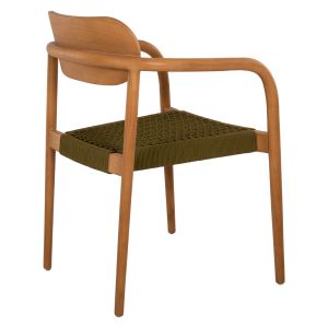Стол Oslo Hm9636,05 от тиково дърво със зелени въжета 55x54x80hcm