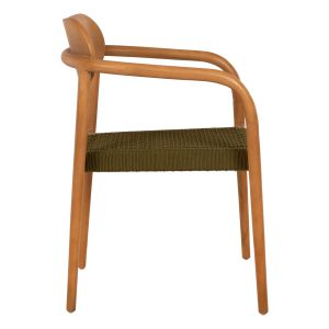 Стол Oslo Hm9636,05 от тиково дърво със зелени въжета 55x54x80hcm