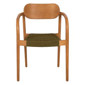 Стол Oslo Hm9636,05 от тиково дърво със зелени въжета 55x54x80hcm