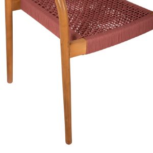 Стол Oslo Hm9636,06 от тиково дърво с розови въжета 55x54x80hcm