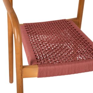 Стол Oslo Hm9636,06 от тиково дърво с розови въжета 55x54x80hcm