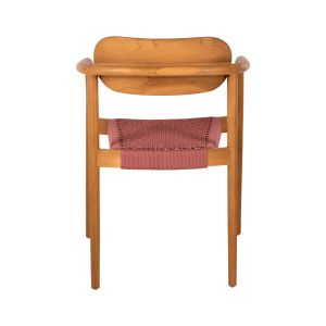 Стол Oslo Hm9636,06 от тиково дърво с розови въжета 55x54x80hcm