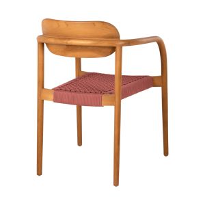 Стол Oslo Hm9636,06 от тиково дърво с розови въжета 55x54x80hcm