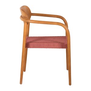 Стол Oslo Hm9636,06 от тиково дърво с розови въжета 55x54x80hcm