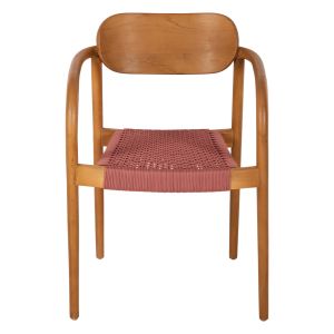 Стол Oslo Hm9636,06 от тиково дърво с розови въжета 55x54x80hcm