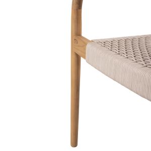 Стол Oslo масивно тиково дърво - бежово въже 55x54x80hcм Hm9636,07