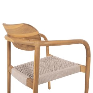 Стол Oslo масивно тиково дърво - бежово въже 55x54x80hcм Hm9636,07
