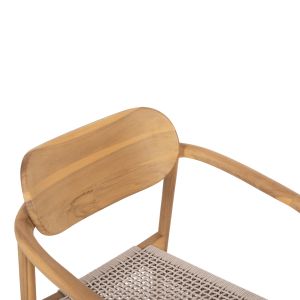 Стол Oslo масивно тиково дърво - бежово въже 55x54x80hcм Hm9636,07