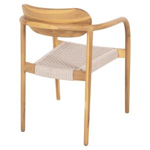 Стол Oslo масивно тиково дърво - бежово въже 55x54x80hcм Hm9636,07