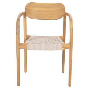 Стол Oslo масивно тиково дърво - бежово въже 55x54x80hcм Hm9636,07