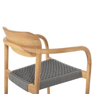 Стол Oslo масивно тиково дърво - сиво въже 55x54x80hcм Hm9636,08