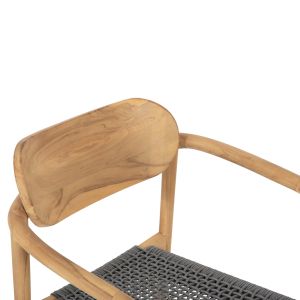 Стол Oslo масивно тиково дърво - сиво въже 55x54x80hcм Hm9636,08