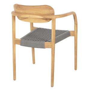 Стол Oslo масивно тиково дърво - сиво въже 55x54x80hcм Hm9636,08