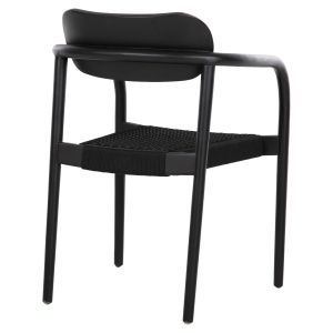 Стол Oslo масивно тиково дърво в черно - черно въже Hm9636,12 55x54x80hcm
