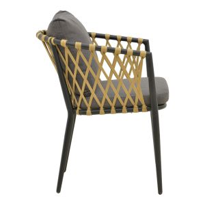 CHAIR PELUXE ALUMINUM ANTHRACITE-PE ROPE NATURAL-GRAY CUSHIONS 57X60X78CM