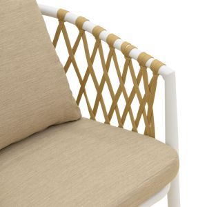 PELUXE CHAIR, ALUMINUM, WHITE-POLYETHYLENE ROPE, NATURAL-BEIGE CUSHIONS, 57X60X78CM
