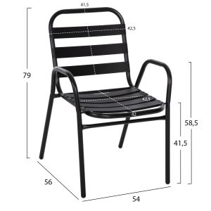 Стол Prelude Hm5970,03 метална рамка-алуминиева седалка облегалка-черен 54x56x79hcm