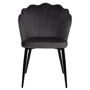 Стол Princess Avie Hm8737,01 сив плюш черна метална рамка 48x48x85hcm