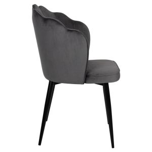 Стол Princess Avie Hm8737,01 сив плюш черна метална рамка 48x48x85hcm