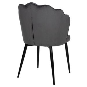 Стол Princess Avie Hm8737,01 сив плюш черна метална рамка 48x48x85hcm