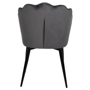 Стол Princess Avie Hm8737,01 сив плюш черна метална рамка 48x48x85hcm
