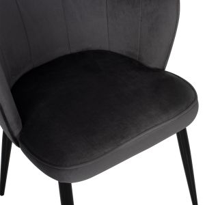 Стол Princess Avie Hm8737,01 сив плюш черна метална рамка 48x48x85hcm