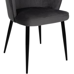Стол Princess Avie Hm8737,01 сив плюш черна метална рамка 48x48x85hcm