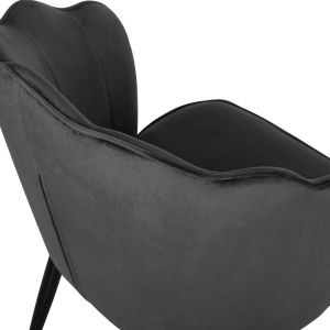 Стол Princess Avie Hm8737,01 сив плюш черна метална рамка 48x48x85hcm